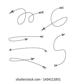thin line bow arrows illustration set