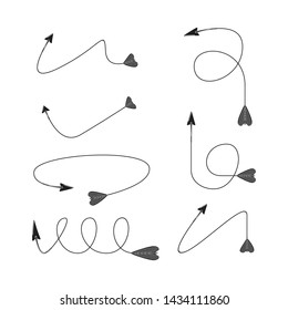 thin line bow arrows illustration set
