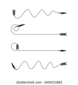 thin line bow arrows illustration set