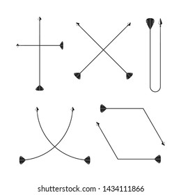 thin line bow arrows illustration set
