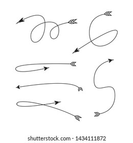 thin line bow arrows illustration set