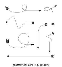 thin line bow arrows illustration set
