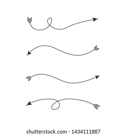 thin line bow arrows illustration set