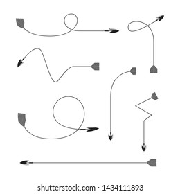 thin line bow arrows illustration set