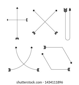 thin line bow arrows illustration set