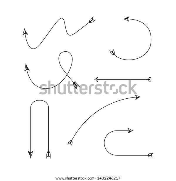 thin line bow arrows\
illustration set