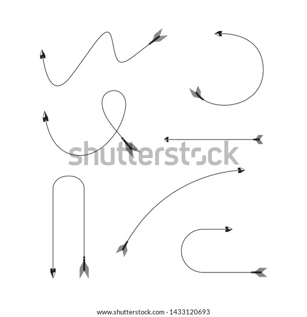 thin line bow arrows\
illustration set