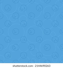 Thin line Bowling balls in seamless pattern on a blue background. Colorful illustration art for tournament illustration and sport apps. Vector EPS 10