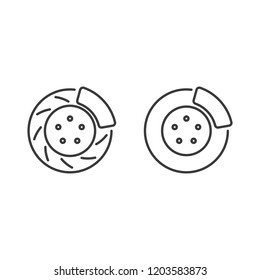 thin line brake disc icon on white background