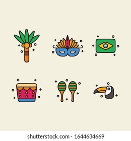 Thin line Brazil icons set, outline logos vector illustration