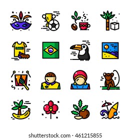 Thin line Brazil icons set, Rio de Janeiro outline logos vector illustration