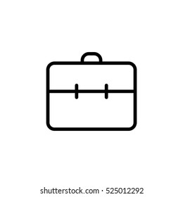 thin line briefcase, portfolio icon on white background