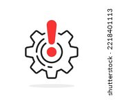thin line broken gear like disruption or malfunction. concept of linear attention symbol design for tech support or fix trouble in machinery or web pictogram like faulty and defective