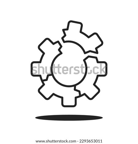 thin line broken gear like inefficient or malfunction icon. concept of unproductive implementation pictogram. linear trend modern gearwheel logotype graphic stroke design web element isolated on white