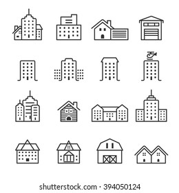 Thin Line Building Icon Set, Vector Eps10