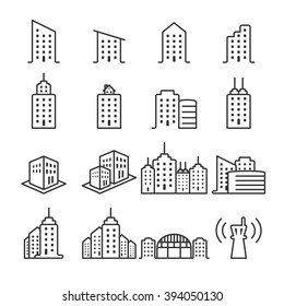 thin line building icon set 2, vector eps10.