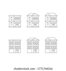 Thin line Building vector illustration, isolated on white background. Simple and trendy with Black and white color