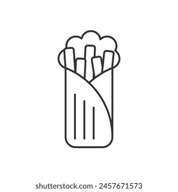 Dünne Linie Burrito Vektorgrafik Symbol