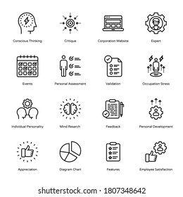 thin line business concepts icons - stroked, vectors