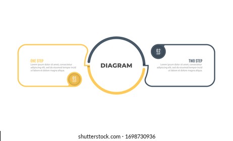 Thin line business diagram elements with 2 number options, steps, circle. Vector illustration. 