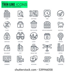 El negocio en línea fina es esencial, comunicación, información, iconos de oficina establecidos para aplicaciones de sitios web y móviles. Pixel Perfecto. Trazo editable. Envase simple lineal de pictogramas. Ilustración vectorial.