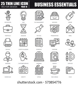 Thin line business essential, communication, information, office icons set for website and mobile site apps. Pixel Perfect. Editable Stroke. Simple linear pictogram pack. Vector illustration.