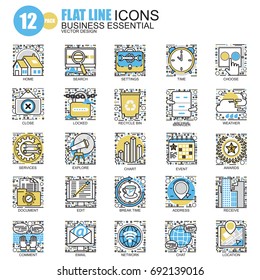 Thin line business essential, communication and office icons set for website and mobile site apps. Pixel Perfect. Editable Stroke. New style flat simple linear pictogram pack. Vector illustration.