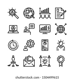 Thin Line Business Icon Set 