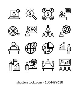 Thin Line Business Icon Set 