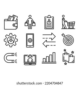 thin line business icon set