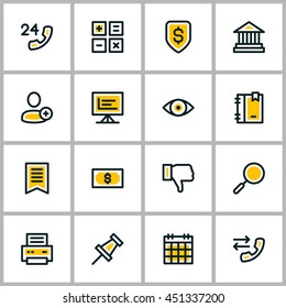Thin Line Business Icon Set. Vector Icons For Mobile Application, Website