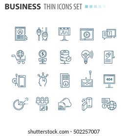 thin line business icons set