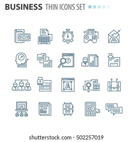thin line business icons set