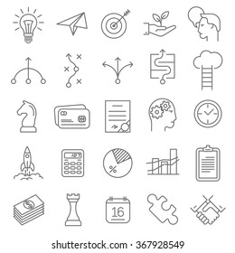 Thin line Business Strategy vector icon set.