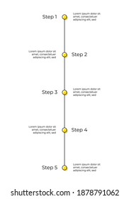 Thin line business timeline infographic template with 5 steps
