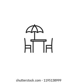 thin line cafe terrace icon on white background