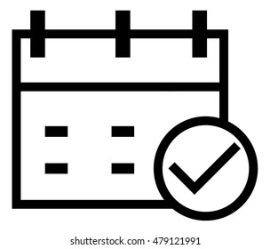 Thin line calendar correct symbol icon