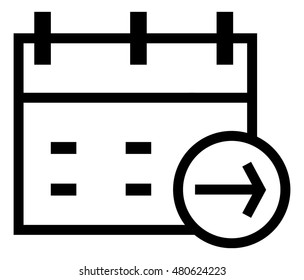 Thin line calendar right arrow icon