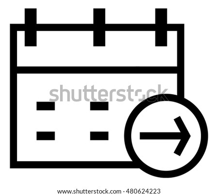 Thin line calendar right arrow icon