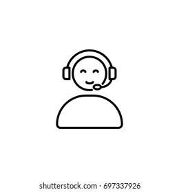 thin line call center operator icon, online support