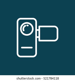 thin line camera icon on blue background
