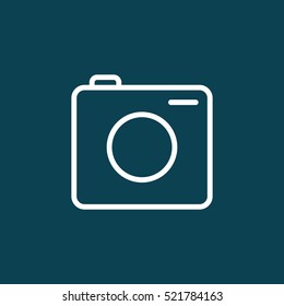 thin line camera icon on blue background
