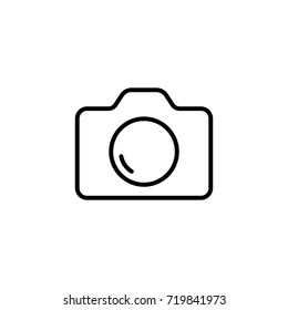 thin line camera icon on white background