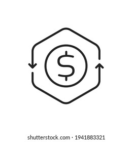 thin line cash flow or transaction icon. flat stroke trend modern lineart cashflow logotype graphic art design isolated on white background. concept of global monetary policy or wealth conversion