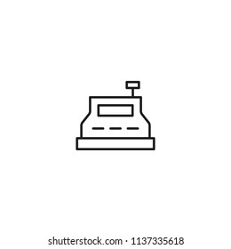 thin line cashbox icon on white background