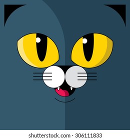 Thin line cat face wallpaper - vector illustration
