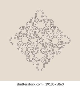Thin line celtic elven style symbol. Abstract outline logo icon - esoteric and organic cosmetics concepts for logotype and branding. Loop elements. Vector illustration