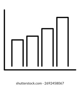 Un gráfico de líneas finas ilustra el crecimiento de los datos a lo largo del tiempo con barras de Vertical ascendentes. El gráfico destaca las tendencias crecientes en un diseño sencillo sin etiquetado detallado.