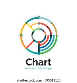 Thin line chart logo design. Graph icon modern colorful flat style. Vector icon