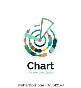 Thin line chart logo design. Graph icon modern colorful flat style. Vector icon
